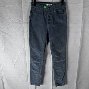 We The Free Free People 25 Sage Green Corduroy High Rise Skinny Pants Button Fly